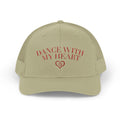 Beige cap with embroidered logo on a white background